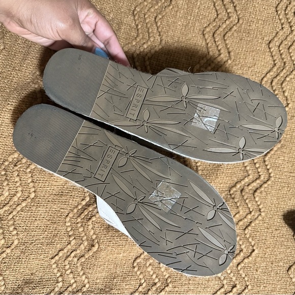 Esprit Women’s White and Tan Espadrille Slides bohemian look size 10 - Picture 2 of 4